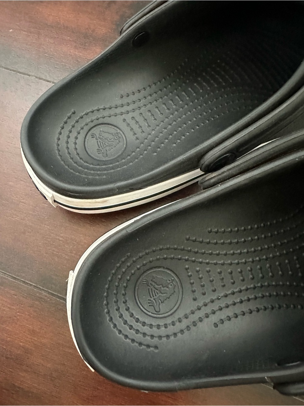 Size 10 Crocs Women’s Crocs and Clogs Black White Comfort Slip On Shoes - Picture 9 of 10